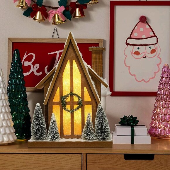 Amazon.com: HOMirable Led Lighted Christmas Decorations for  Handcrafted Rustic Christmas Ski Lodge with LED Lights - Festive Tabletop Decor